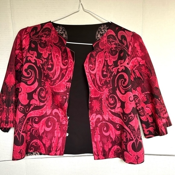 Animapop Jacket reversible floral black red pattern crop - Picture 6 of 12